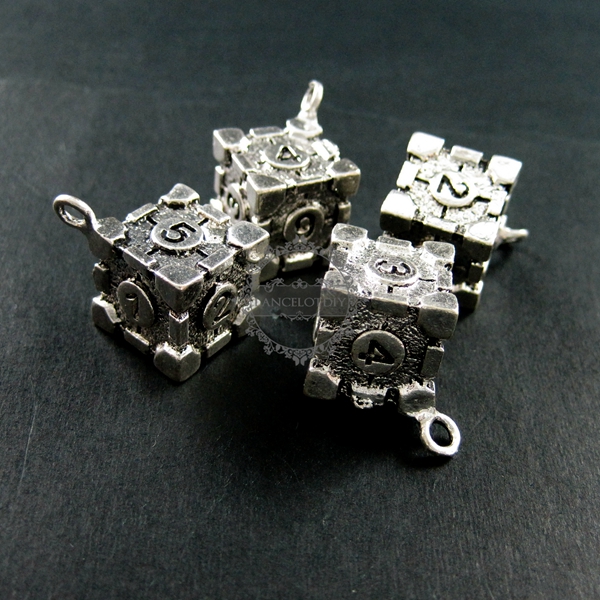 6pcs 15x15mm antiqued silver devil's bone dice heavy cube DIY pendant charm supplies 1830046 - Click Image to Close