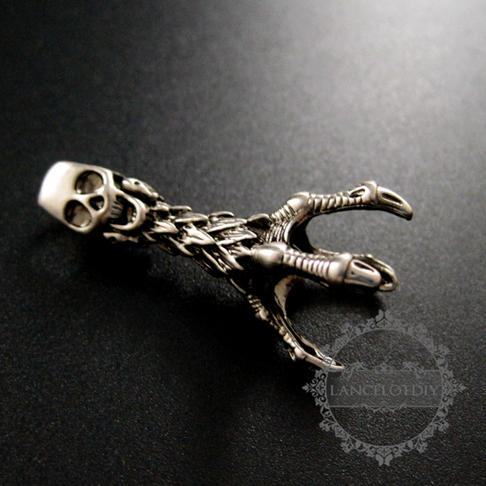 6pcs 15x40mm vintage style antiqued silver plated brass skull steam punk DIY pendant charm supplies 1830075 - Click Image to Close