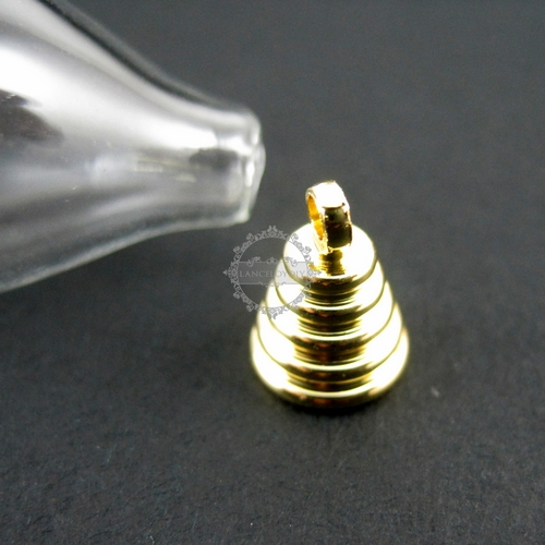 6pcs 20x30mm vintage brass gold bail glass vial pendant wish bottle bulb charm DIY findings 1850073 - Click Image to Close