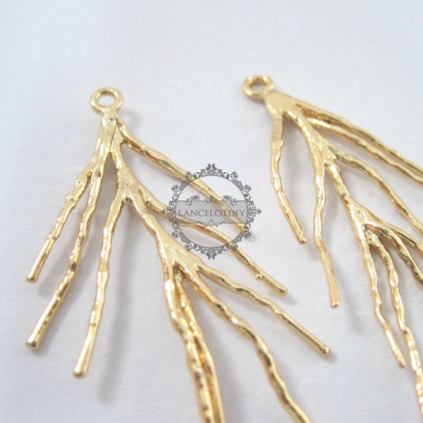 6pcs 20x38mm 14K light gold plated brass coral branch DIY pendant charm jewelry findings supplies 1850168 - Click Image to Close