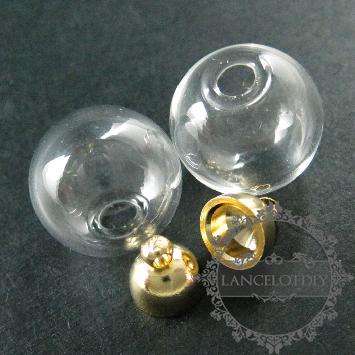 6pcs 16mm round glass dome one end open with gold bail vintage style pendant charm DIY supplies 1850229 - Click Image to Close
