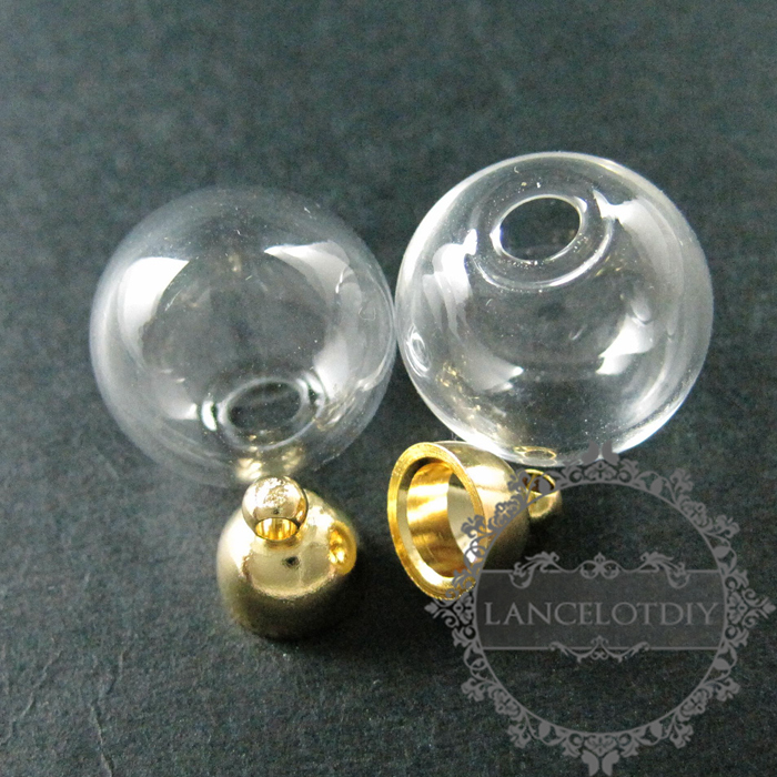 6pcs 16mm round glass dome one end open with gold bail vintage style pendant charm DIY supplies 1850229 - Click Image to Close