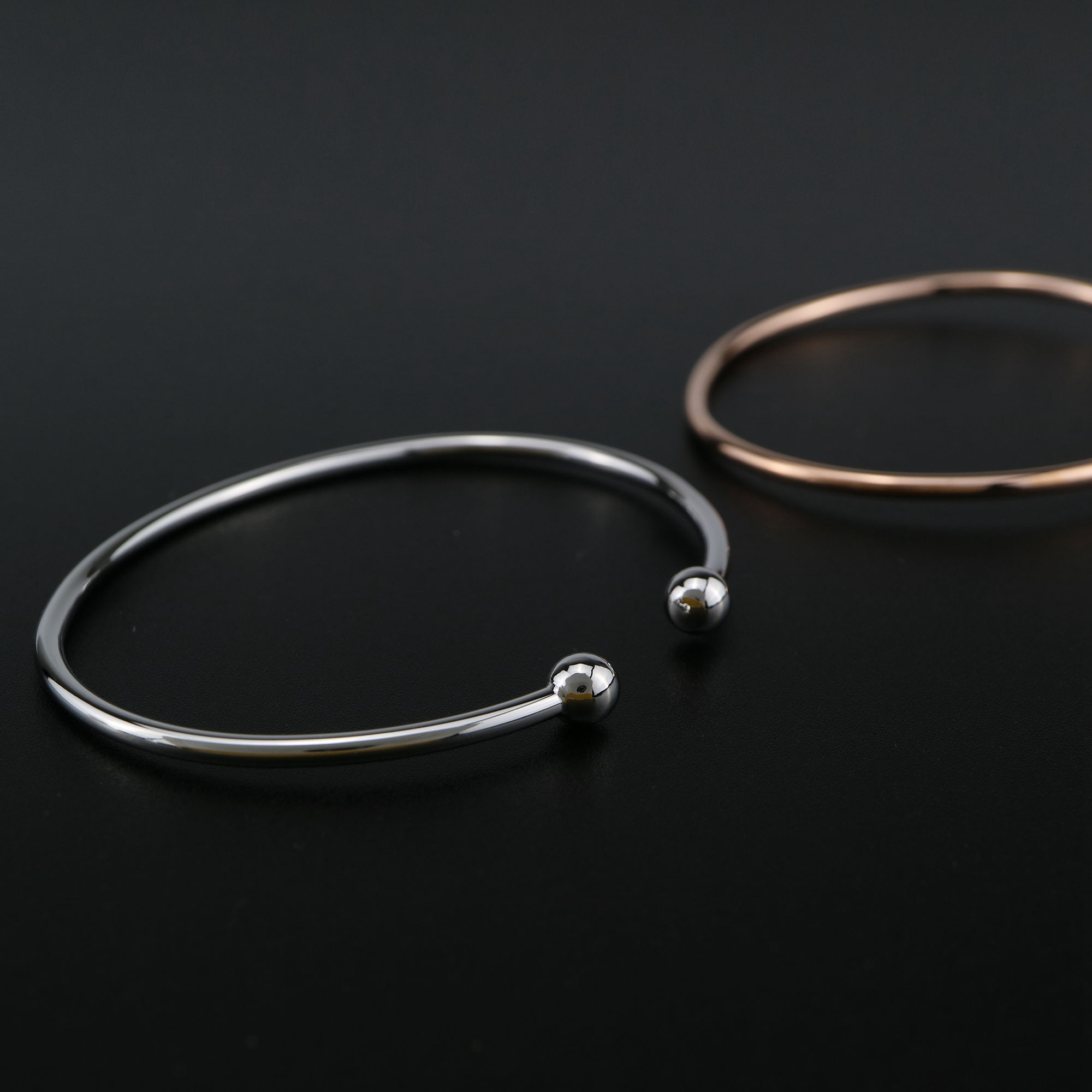 1Pcs Silver Gold Plated Brass Double Balls End Wire Bracelet Bangle DIY Beading Supplies 1900226 - Click Image to Close