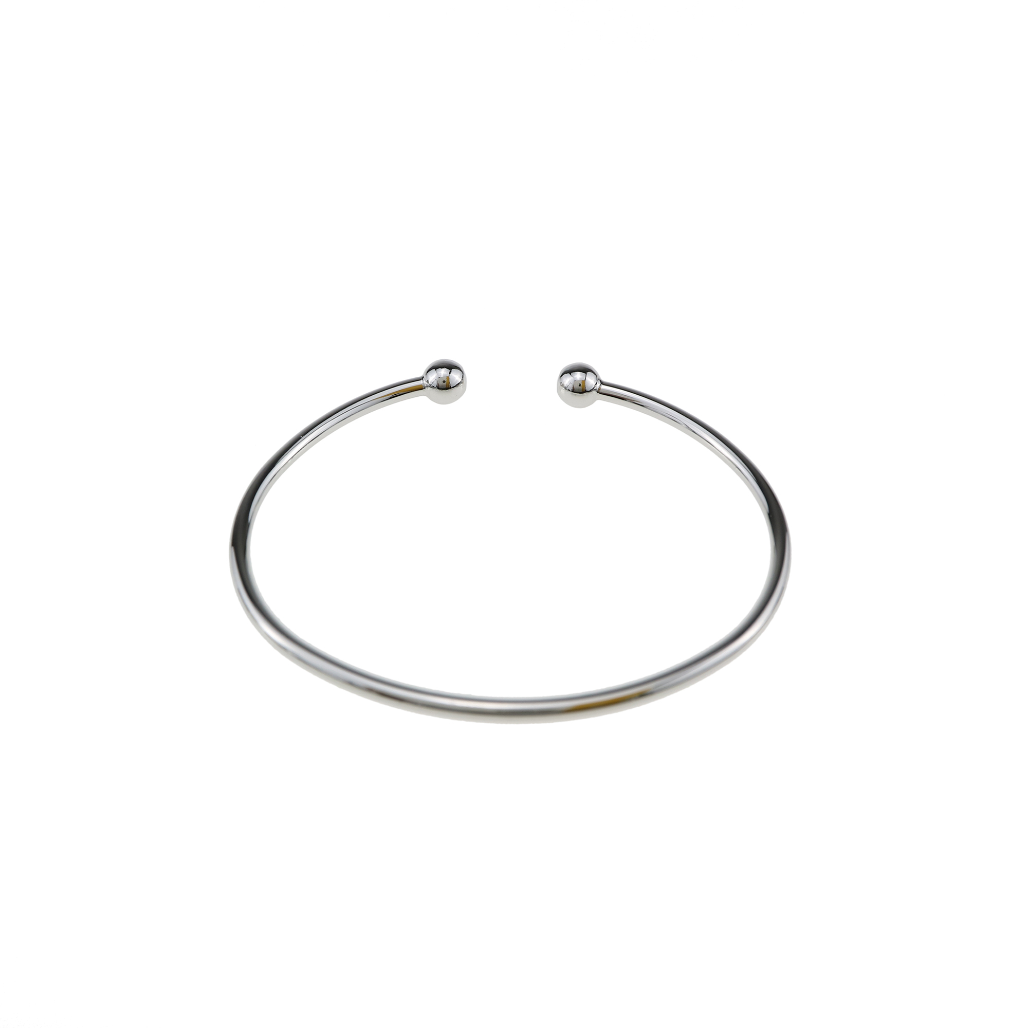 1Pcs Silver Gold Plated Brass Double Balls End Wire Bracelet Bangle DIY Beading Supplies 1900226 - Click Image to Close