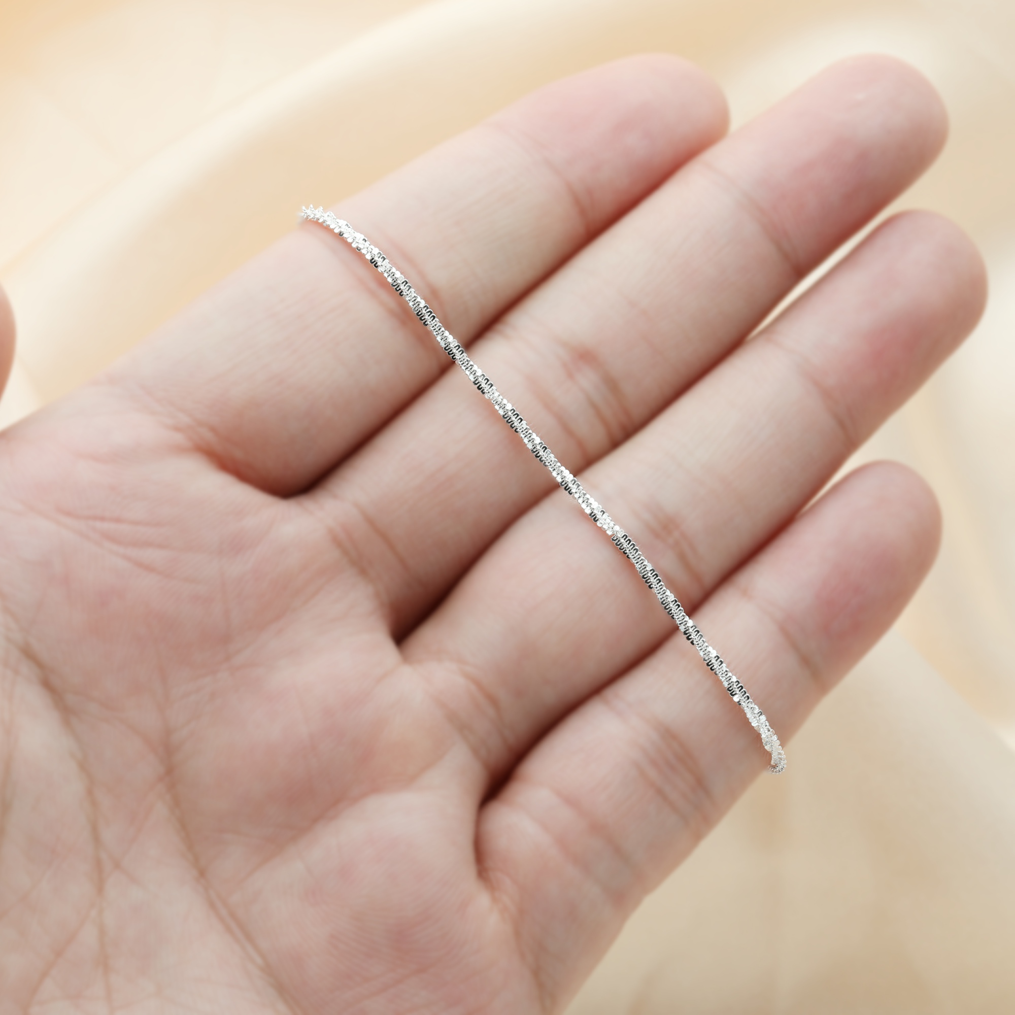 1.5MM Thick Sparkle Twisted Rock Chain Bracelet,Plain Solid 925 Sterling Silver Bracelet Chain 6'' with 1.2'' Extension Chain 1900293 - Click Image to Close