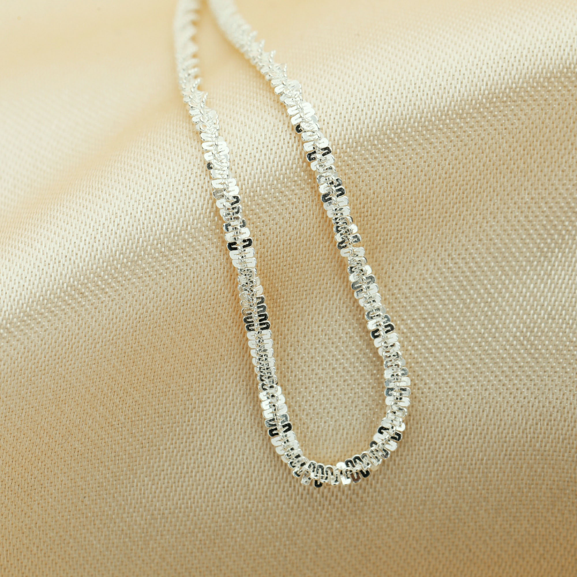 1.5MM Thick Sparkle Twisted Rock Chain Bracelet,Plain Solid 925 Sterling Silver Bracelet Chain 6'' with 1.2'' Extension Chain 1900293 - Click Image to Close