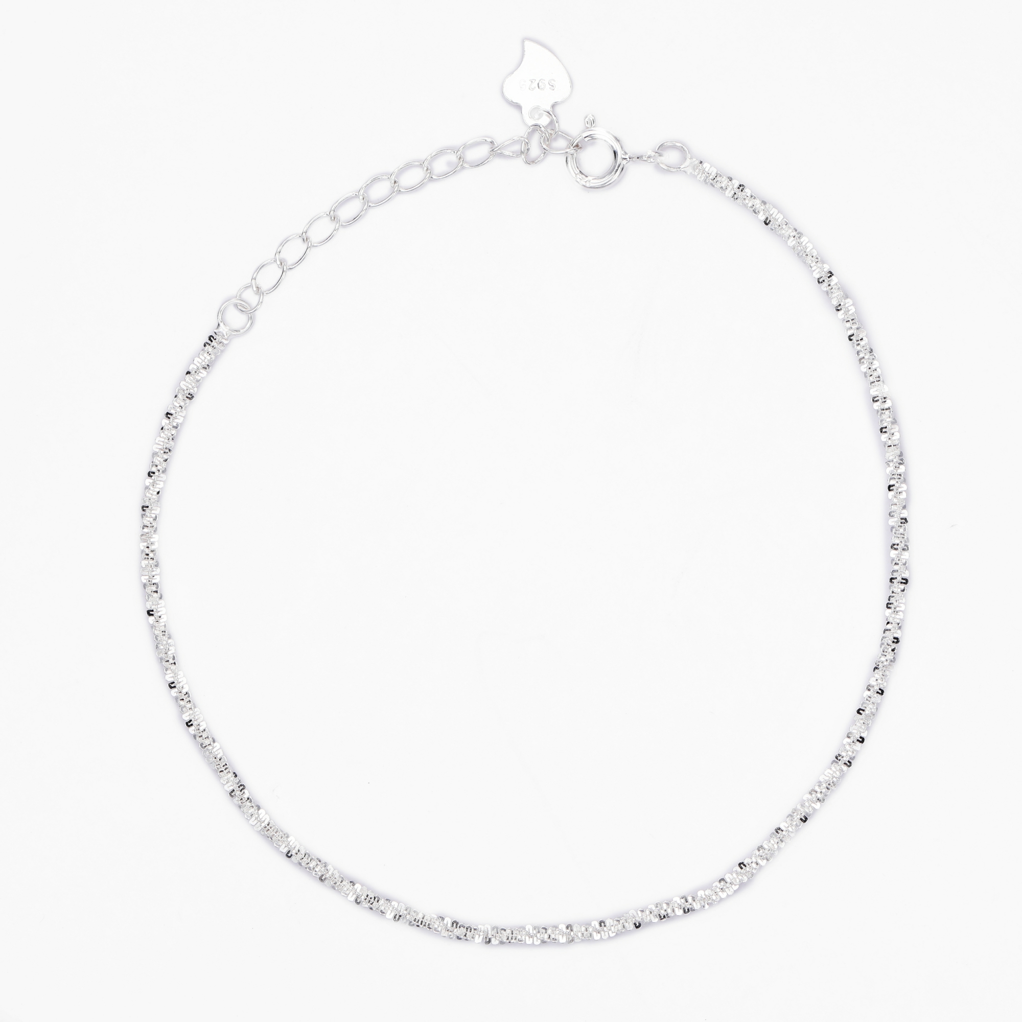 1.5MM Thick Sparkle Twisted Rock Chain Bracelet,Plain Solid 925 Sterling Silver Bracelet Chain 6'' with 1.2'' Extension Chain 1900293 - Click Image to Close