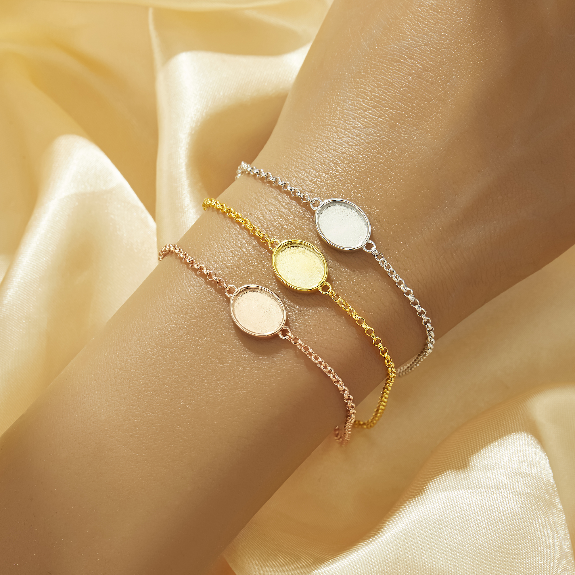 8x10MM Keepsake Breast Milk Resin Oval Bezel Bracelet Settings,Solid 925 Sterling Silver Rose Gold Plated Bracelet,DIY Bracelet Supplies 7.2''+2'' 1900316 - Click Image to Close