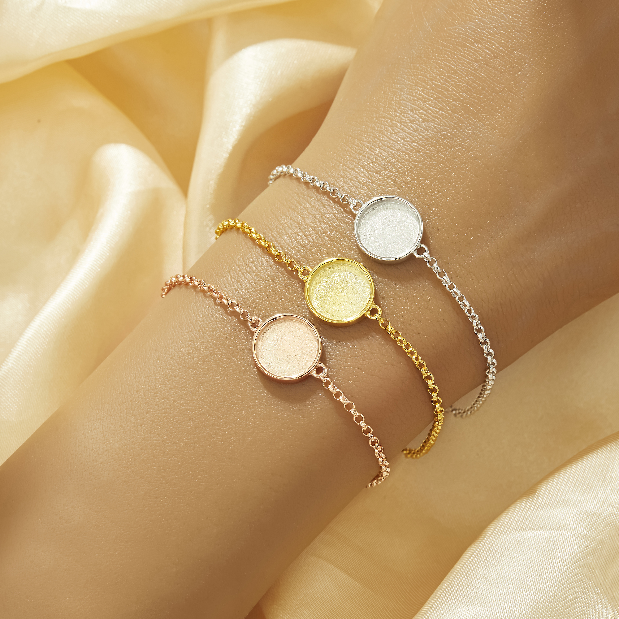 10MM Keepsake Breast Milk Resin Round Bezel Bracelet Settings,Solid 925 Sterling Silver Rose Gold Plated Bracelet,DIY Bracelet Supplies 7.2''+2'' 1900317 - Click Image to Close