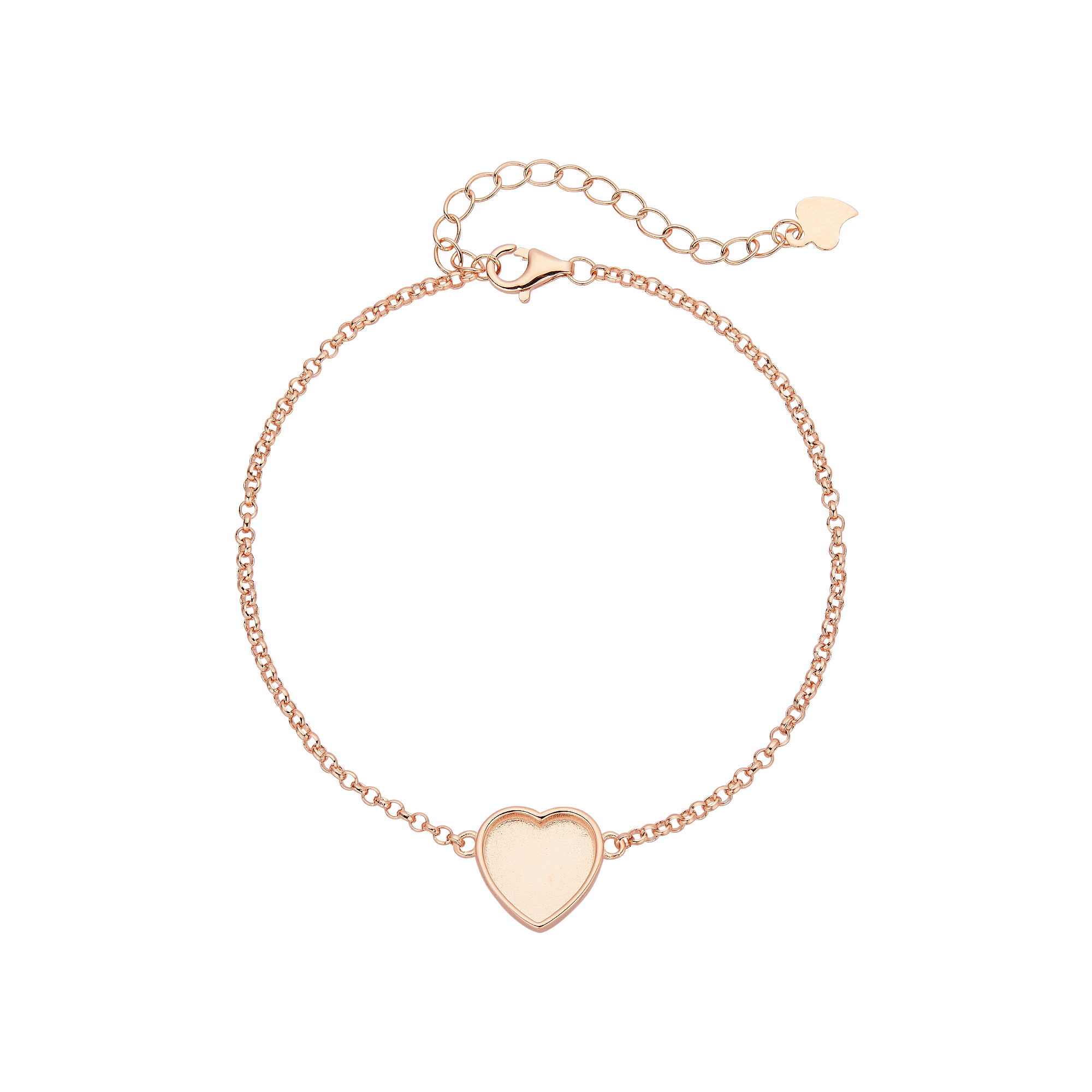 10MM Keepsake Breast Milk Resin Heart Bezel Bracelet Settings,Solid 925 Sterling Silver Rose Gold Plated Bracelet,DIY Bracelet Supplies 7.2''+2'' 1900318 - Click Image to Close