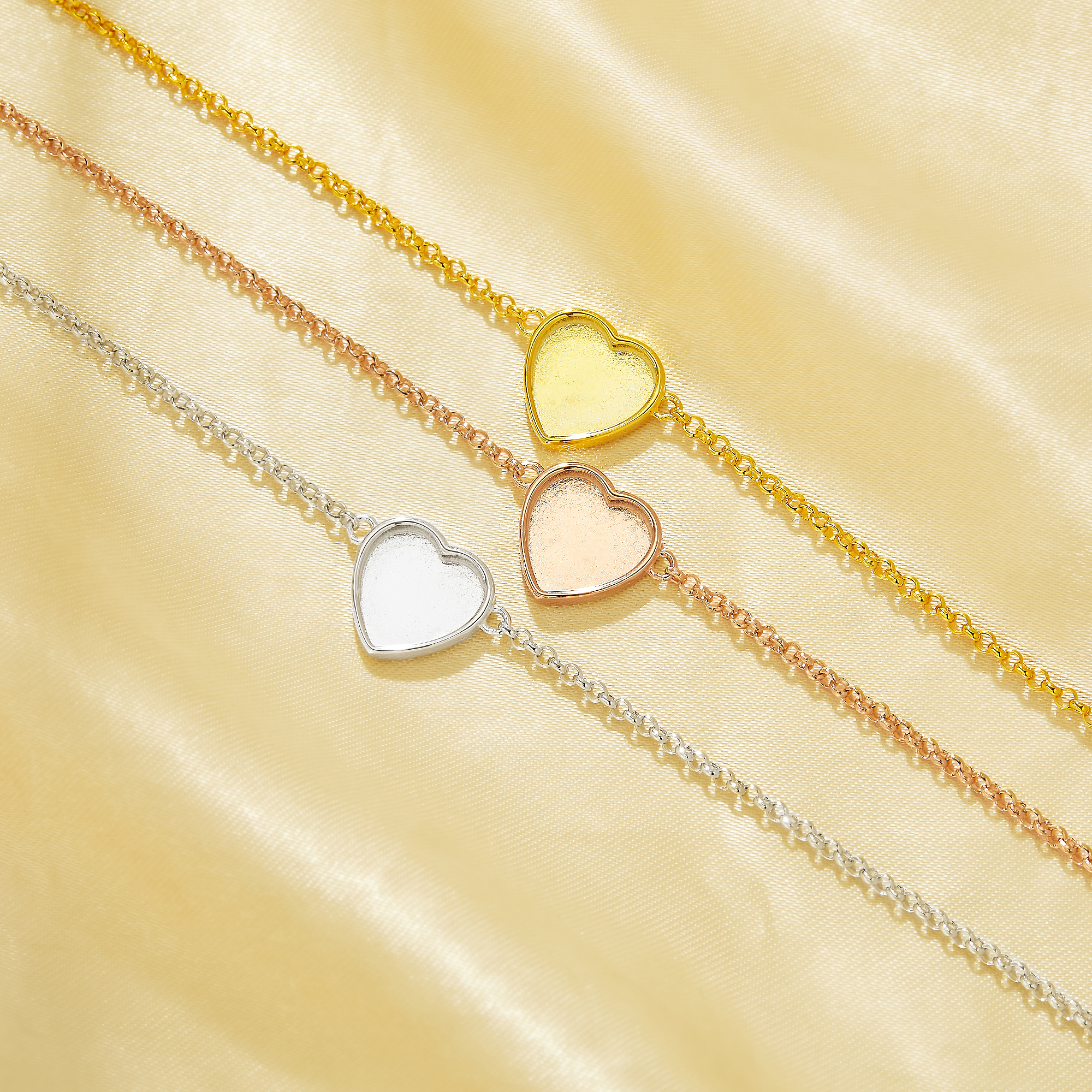 10MM Keepsake Breast Milk Resin Heart Bezel Bracelet Settings,Solid 925 Sterling Silver Rose Gold Plated Bracelet,DIY Bracelet Supplies 7.2''+2'' 1900318 - Click Image to Close