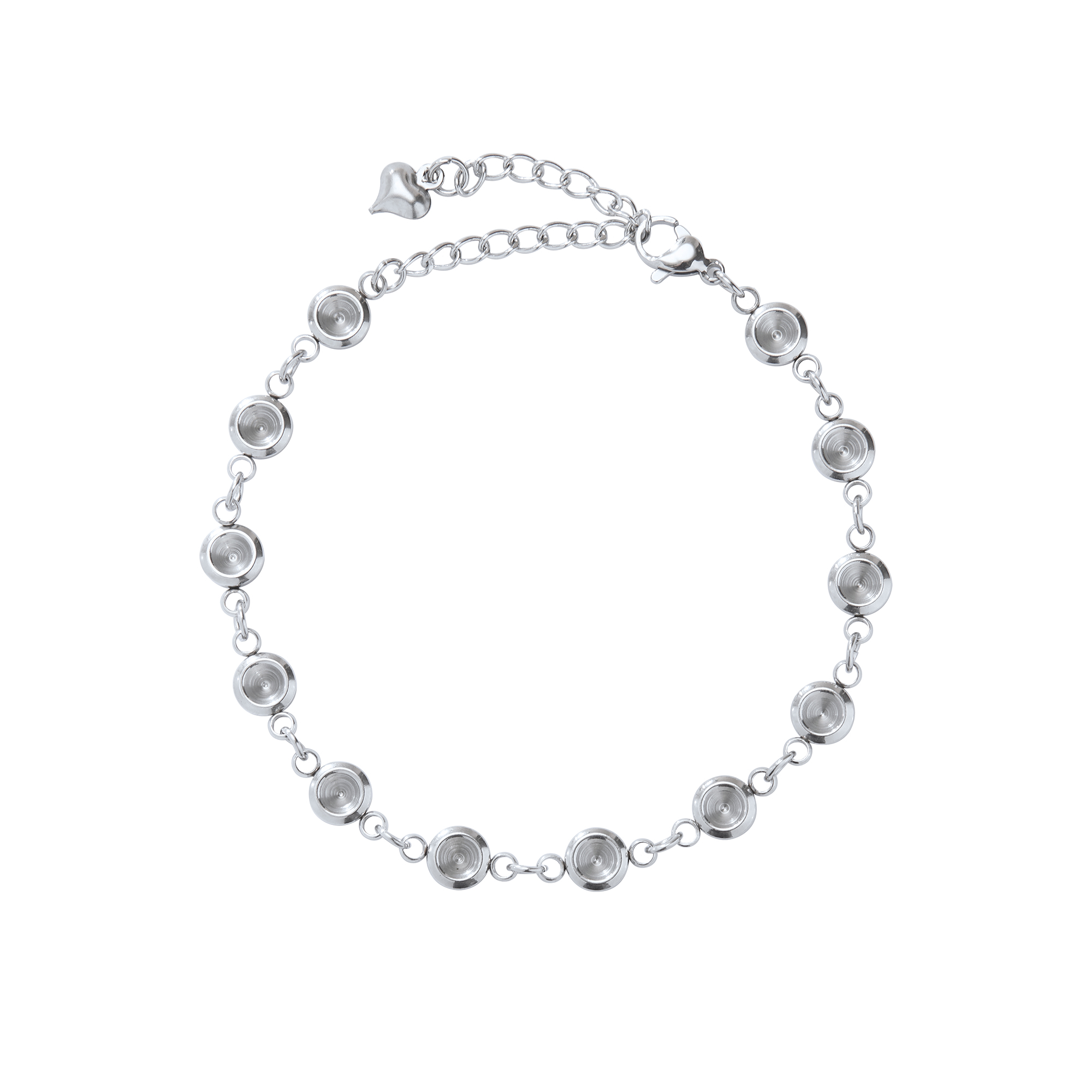 Keepsake Breast Milk Resin Round Bezel Blank Bracelet Settings,4MM 12 Stones Stainless Steel Bracelet Supplies 1900328 - Click Image to Close