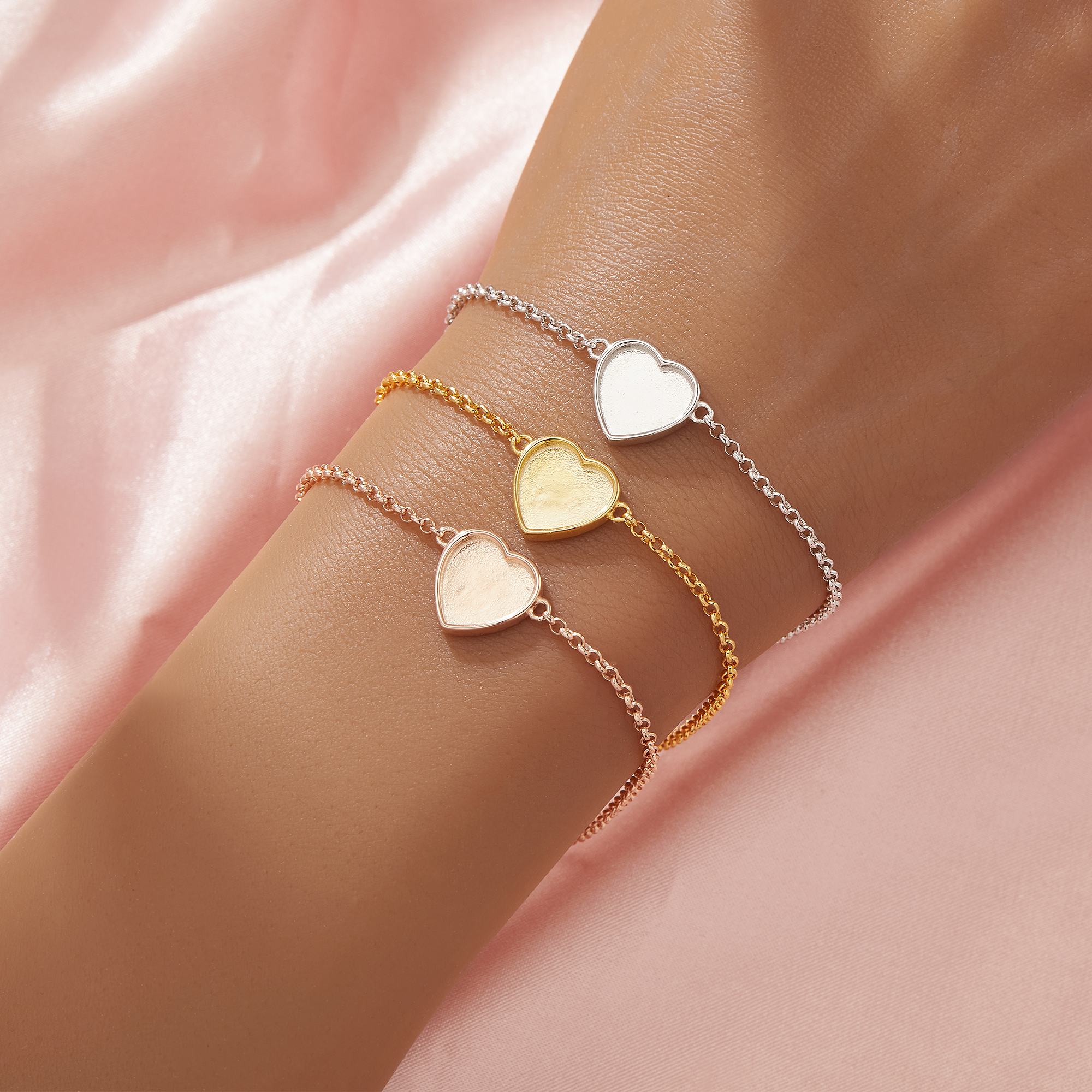 Keepsake Breast Milk Resin Heart Bezel Bracelet Settings,Solid 14K 18K Gold Bracelet,Minimalist Bracelet,DIY Bracelet Supplies 7''+2'' 1900331 - Click Image to Close