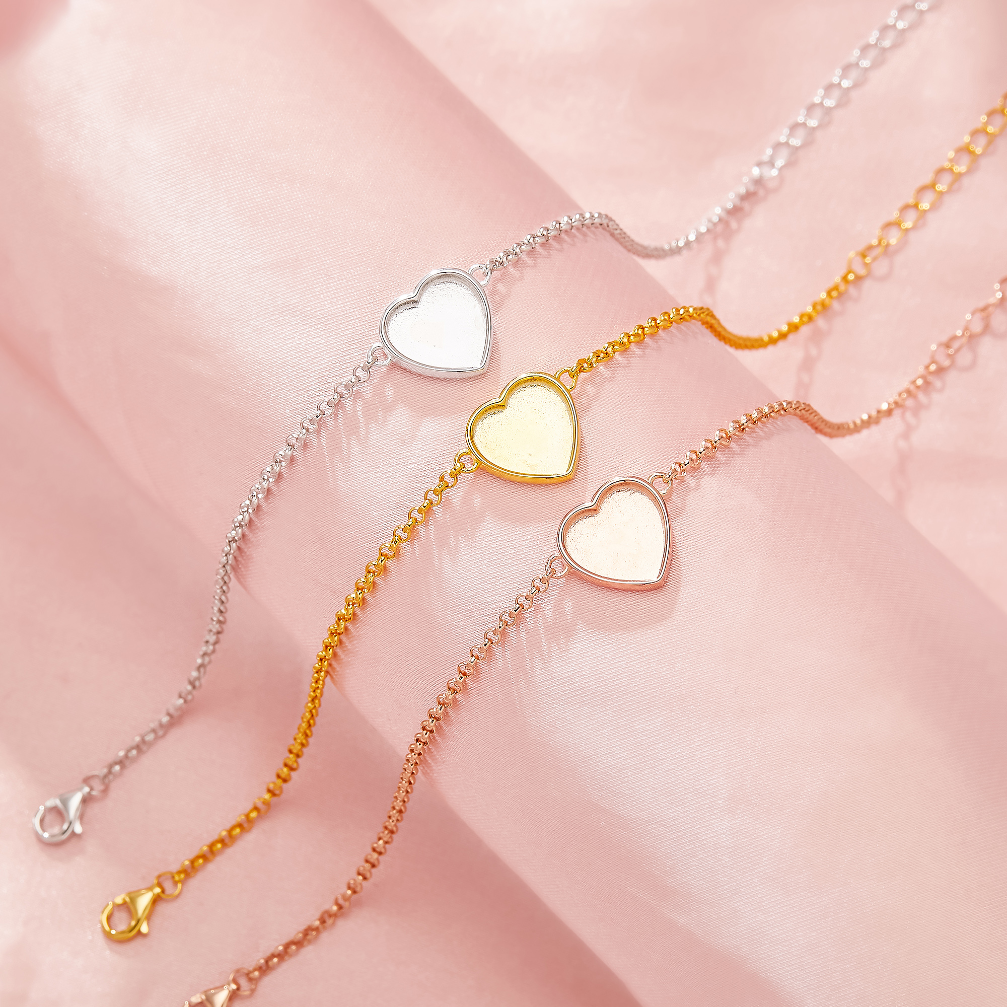 Keepsake Breast Milk Resin Heart Bezel Bracelet Settings,Solid 14K 18K Gold Bracelet,Minimalist Bracelet,DIY Bracelet Supplies 7''+2'' 1900331 - Click Image to Close