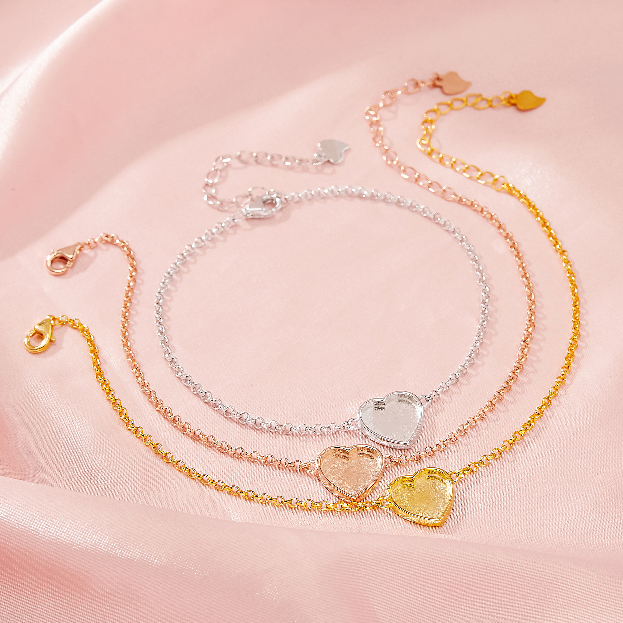 Keepsake Breast Milk Resin Heart Bezel Bracelet Settings,Solid 14K 18K Gold Bracelet,Minimalist Bracelet,DIY Bracelet Supplies 7''+2'' 1900331 - Click Image to Close