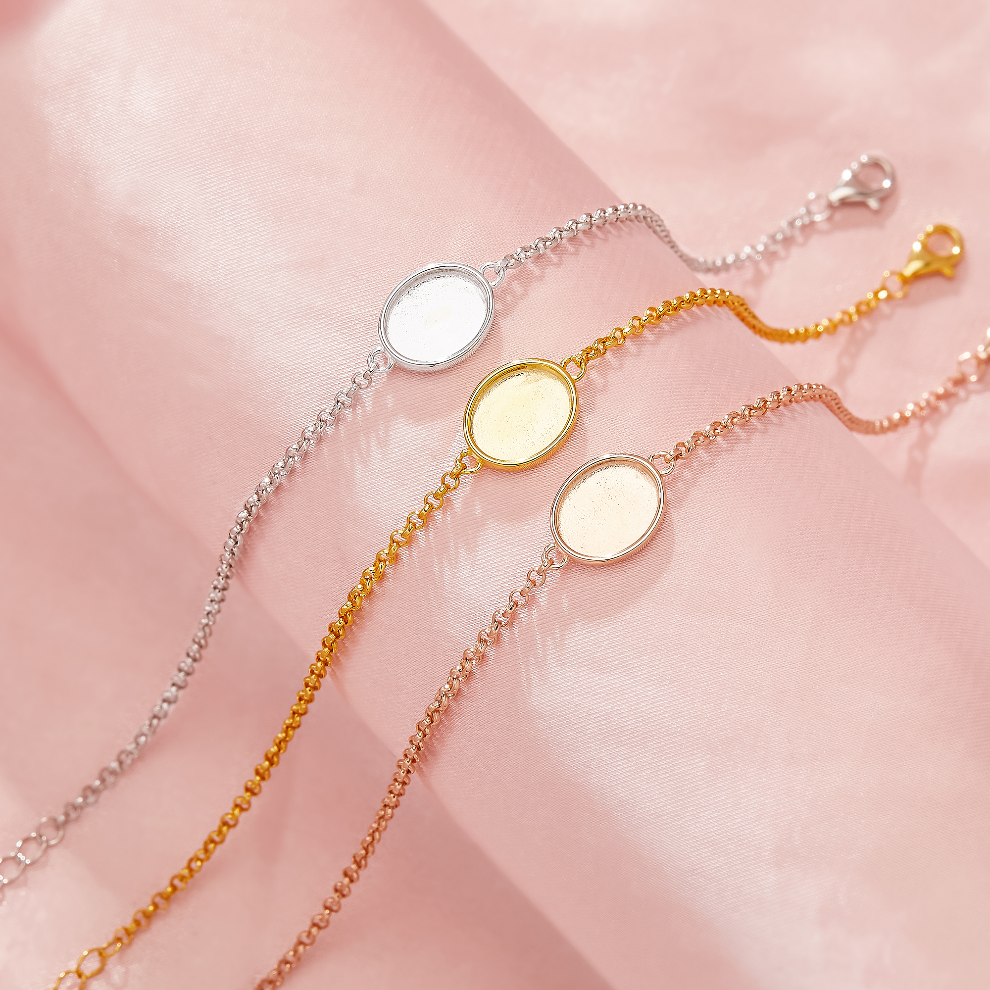 Keepsake Breast Milk Resin Oval Bezel Bracelet Settings,Solid 14K 18K Gold Bracelet,Minimalist Bracelet,DIY Bracelet Supplies 7''+2'' 1900332 - Click Image to Close