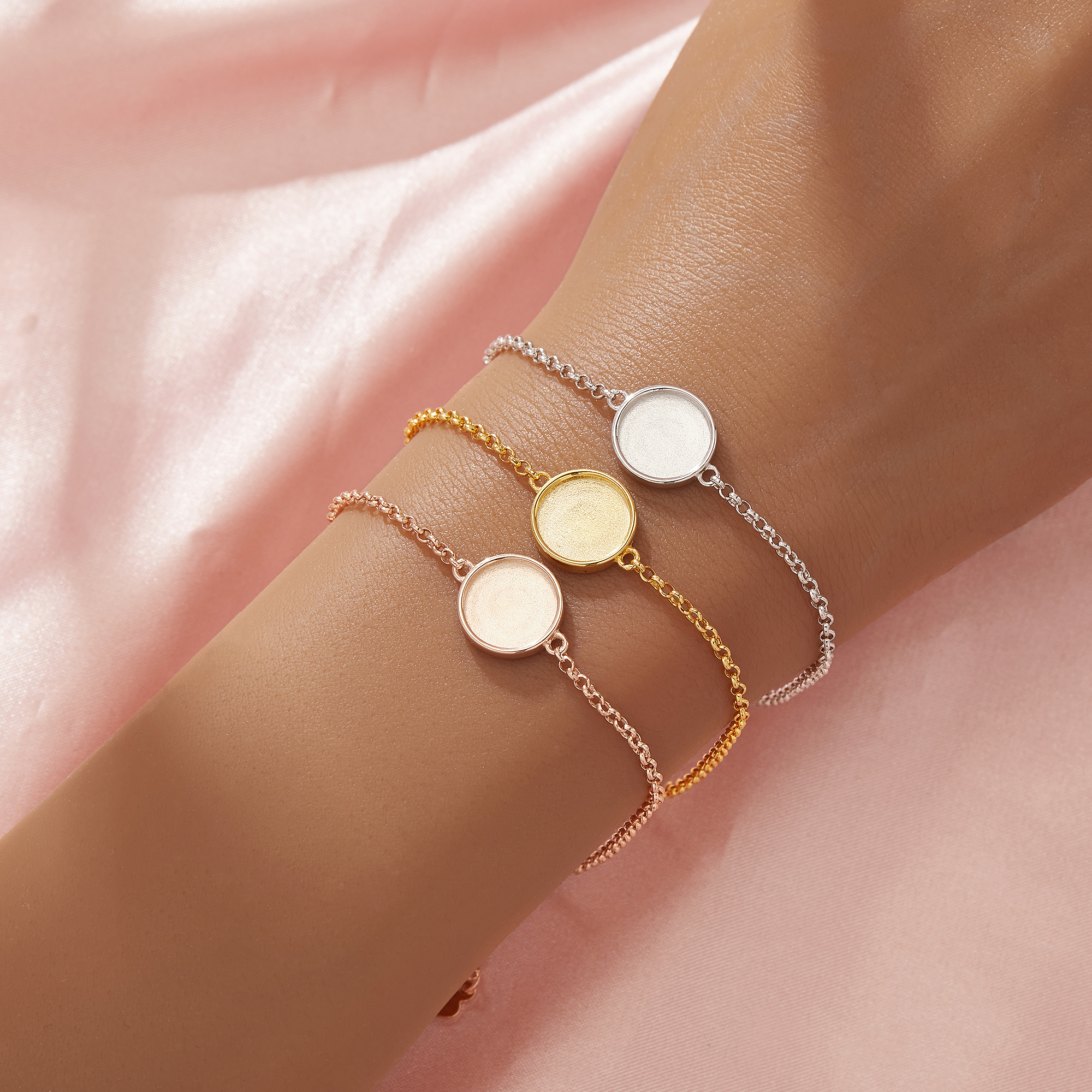 Keepsake Breast Milk Resin Round Bezel Bracelet Settings,Solid 14K 18K Gold Bracelet,Minimalist Bracelet,DIY Bracelet Supplies 7''+2'' 1900333 - Click Image to Close