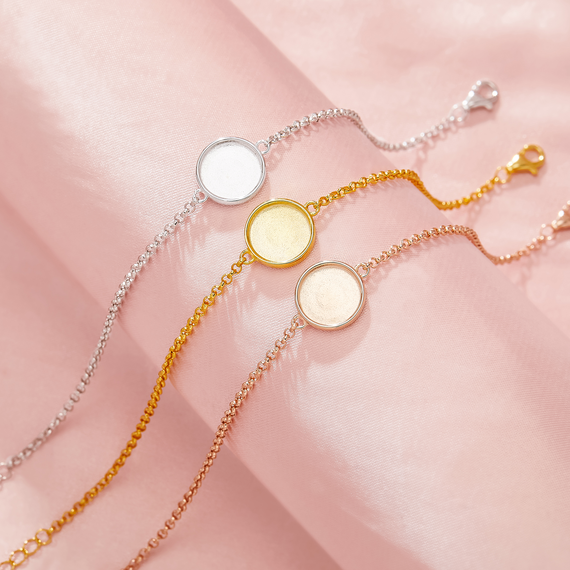 Keepsake Breast Milk Resin Round Bezel Bracelet Settings,Solid 14K 18K Gold Bracelet,Minimalist Bracelet,DIY Bracelet Supplies 7''+2'' 1900333 - Click Image to Close