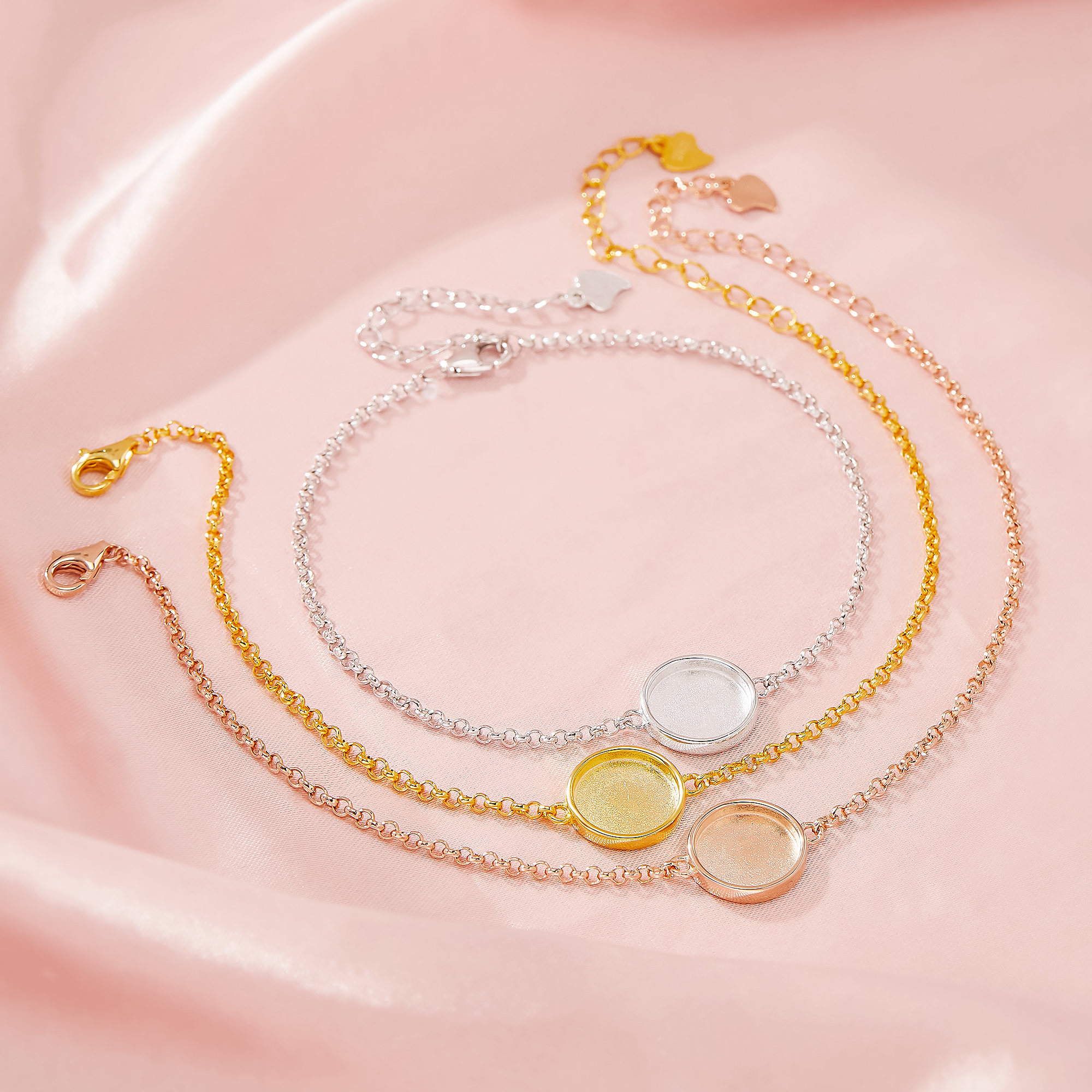 Keepsake Breast Milk Resin Round Bezel Bracelet Settings,Solid 14K 18K Gold Bracelet,Minimalist Bracelet,DIY Bracelet Supplies 7''+2'' 1900333 - Click Image to Close