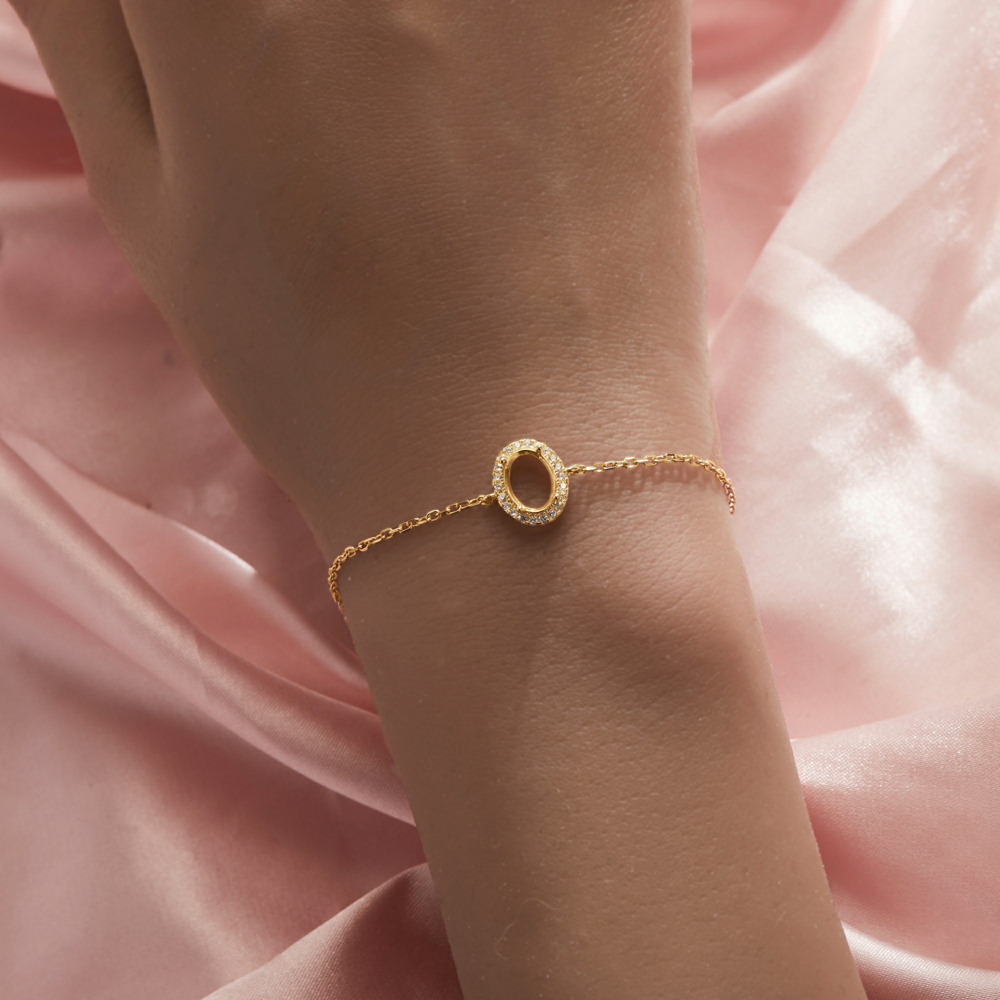 Halo Oval Prong Bracelet Settings,Solid 14K 18K Gold Bracelet,Moissanite Art Deco Bracelet,DIY Bracelet Supplies For Gemstone 1900342 - Click Image to Close