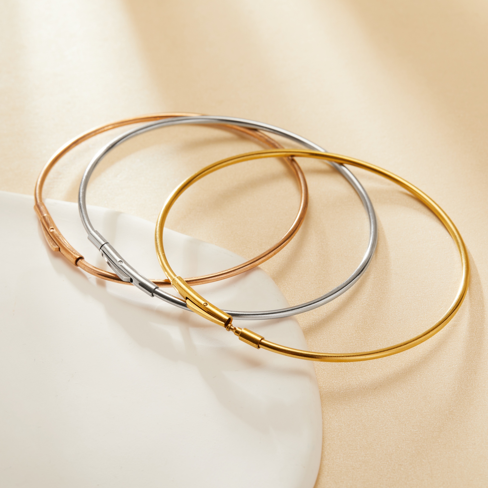 Wire Bangle Stainless Steel Bracelet,Silver Rose Gold Plated Wiring Bangle,DIY Bracelet Bangle Supplies 1900345 - Click Image to Close