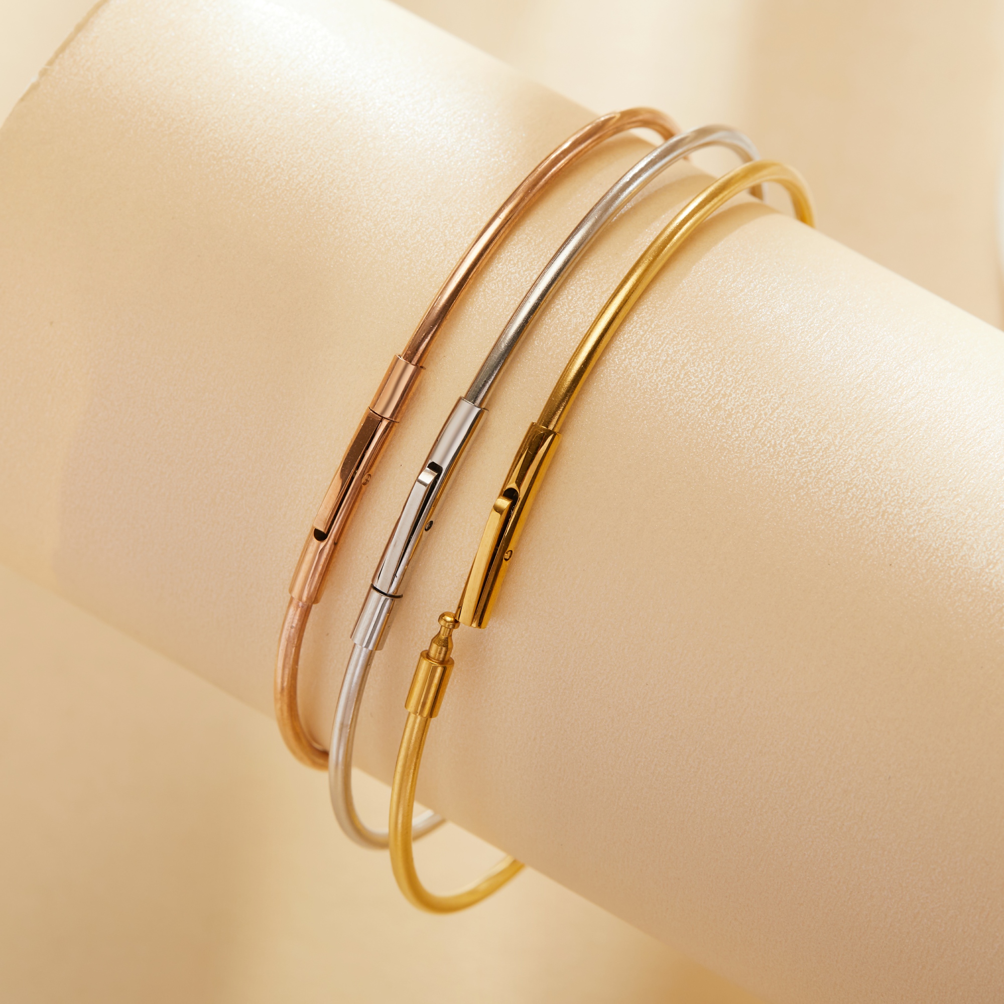 Wire Bangle Stainless Steel Bracelet,Silver Rose Gold Plated Wiring Bangle,DIY Bracelet Bangle Supplies 1900345 - Click Image to Close
