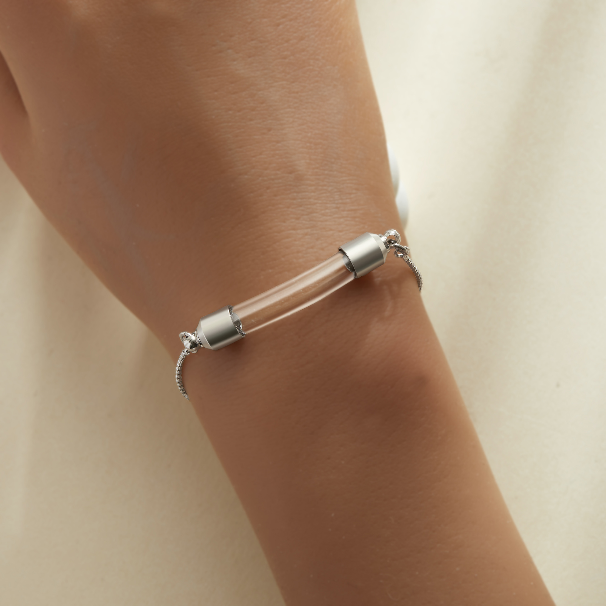 Tube Glass Bottle Stainless Steel Pendant Bracelet,Minimalist Perfume Vial Pendant Chain Bracelet,DIY Bracelet Supplies 1900347 - Click Image to Close