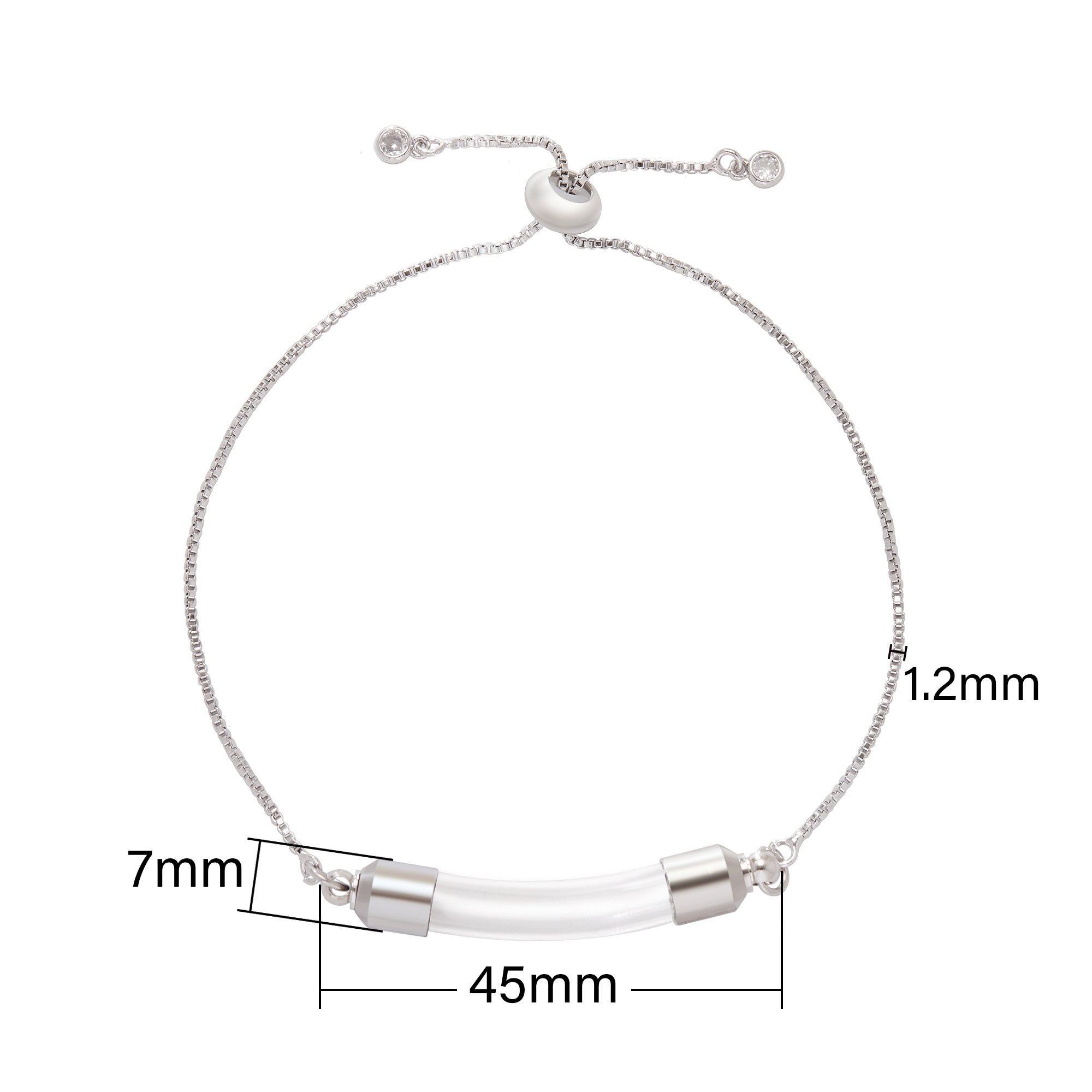 Tube Glass Bottle Stainless Steel Pendant Bracelet,Minimalist Perfume Vial Pendant Chain Bracelet,DIY Bracelet Supplies 1900347 - Click Image to Close