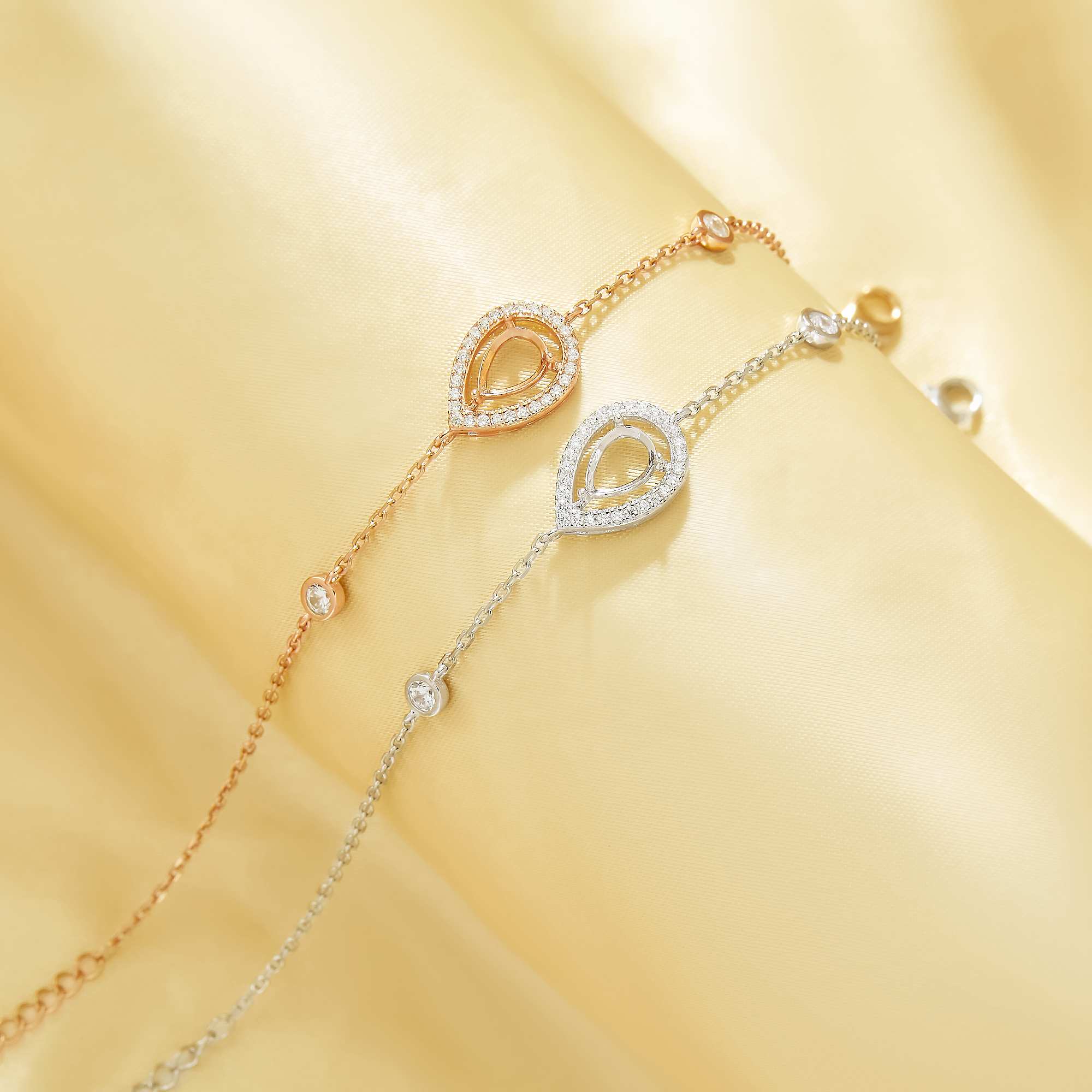 5x7MM Halo Pear prongs Bezel Bracelet Settings,Solid 925 Sterling Silver Rose Gold Plated Bracelet,Pave CZ Stone Pear Bracelet,DIY Bracelet Supplies 6.4''+1.6'' 1900348 - Click Image to Close