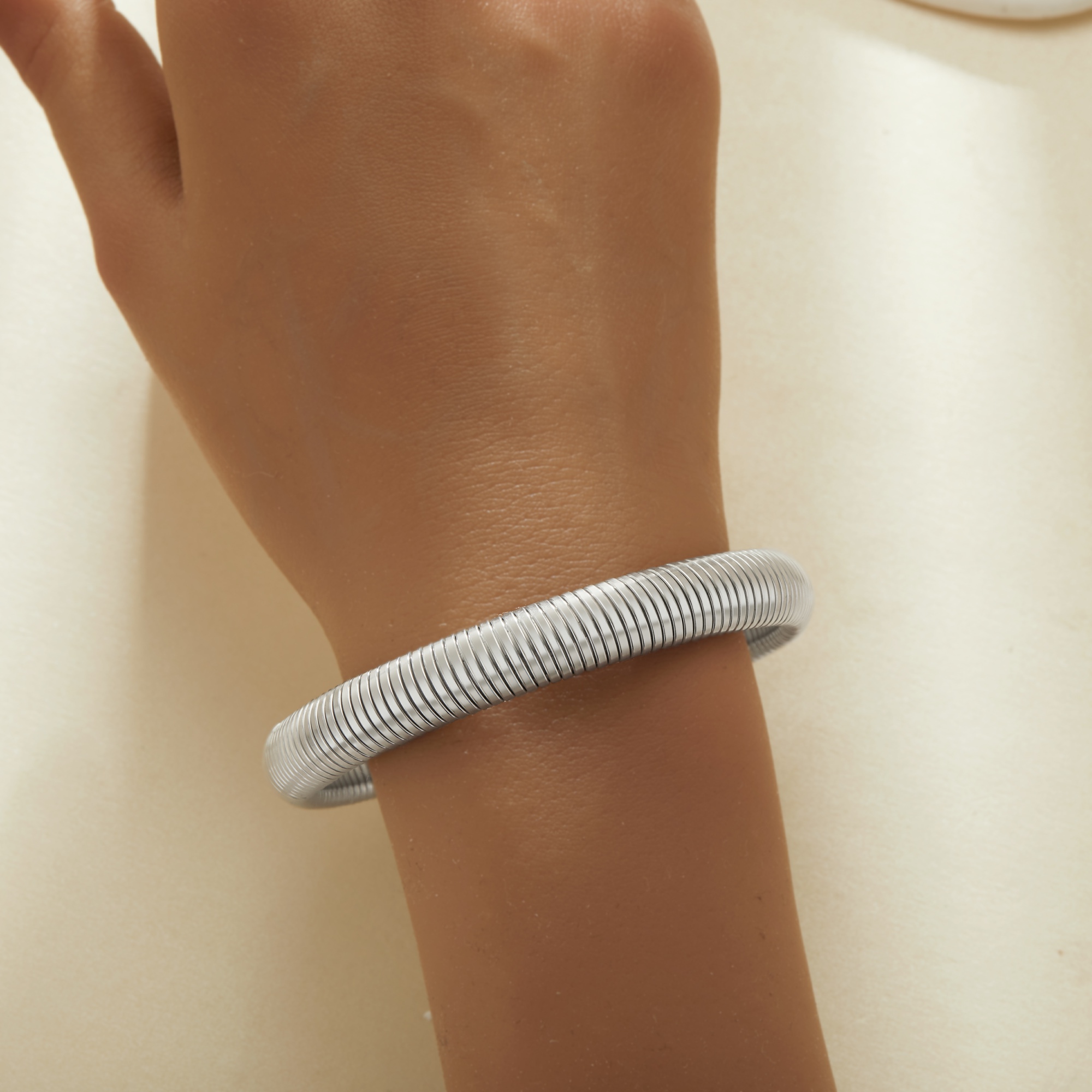 Flat Snake Layering Bangle Bracelet,Minimalist Gold Plated Stainless Steel Bracelet,DIY Bracelet Supplies 1900349