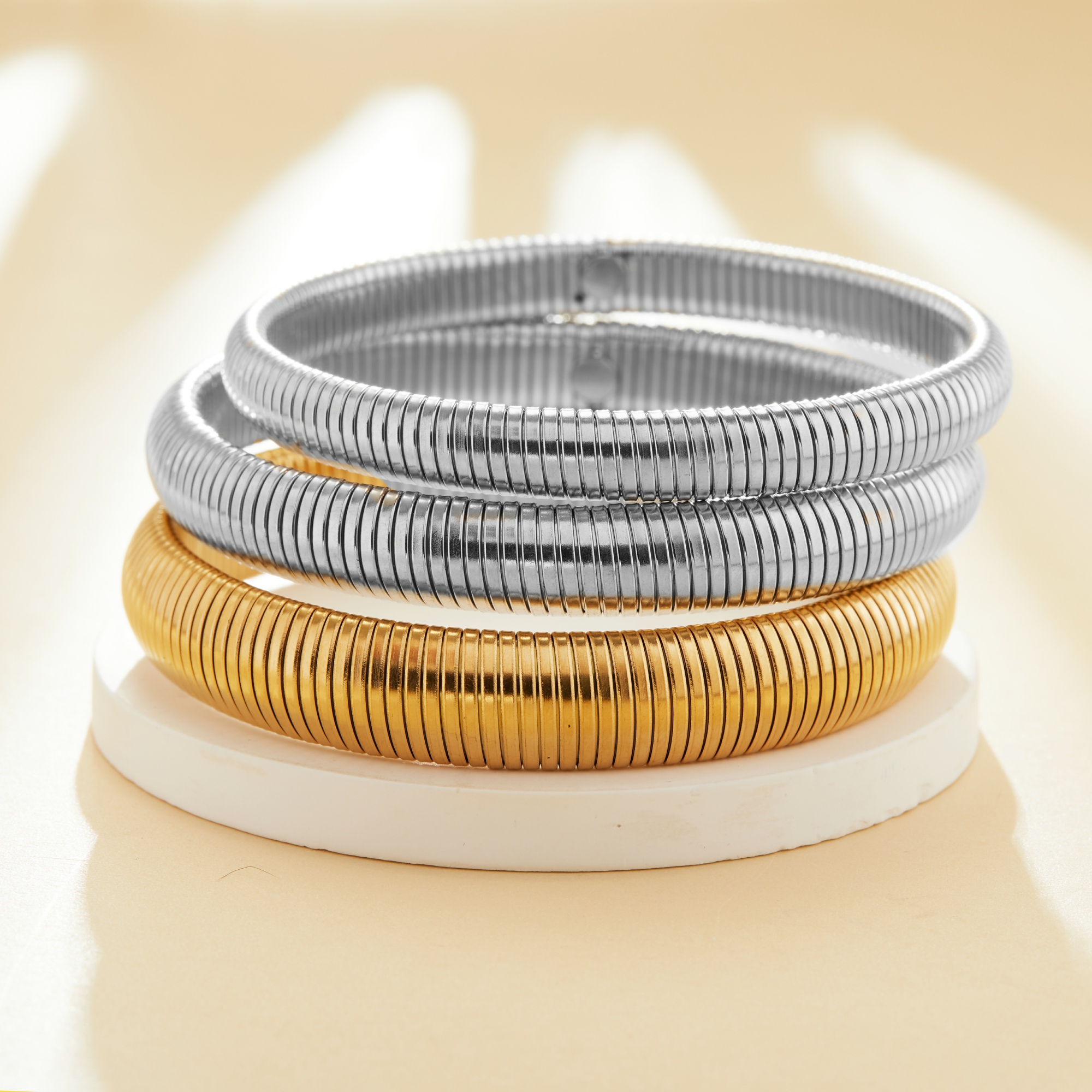 Flat Snake Layering Bangle Bracelet,Minimalist Gold Plated Stainless Steel Bracelet,DIY Bracelet Supplies 1900349