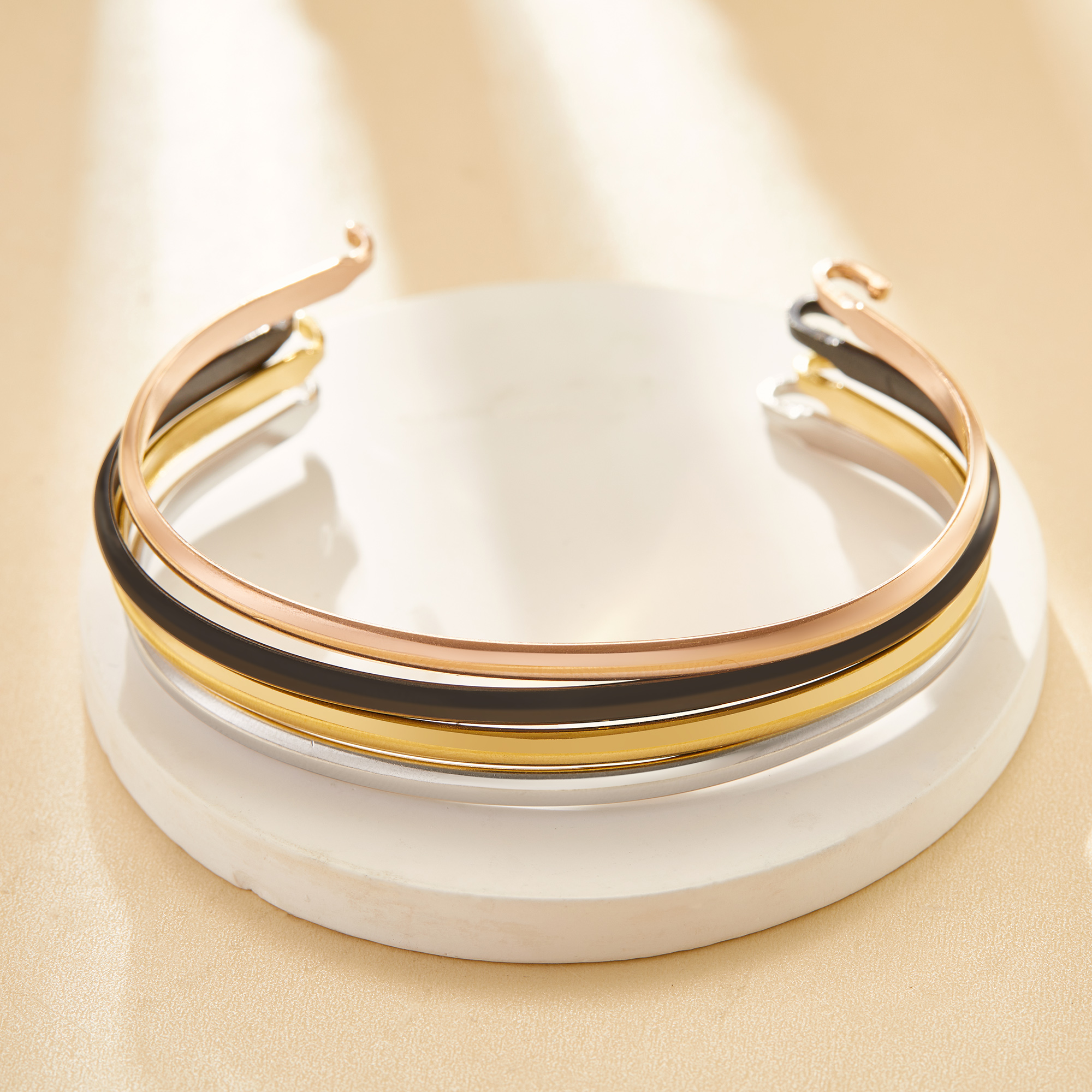 3.7MM Thick Stainless Steel Wire Bangle Bracelet,Rose Gold,Black,Silver,Minimalist Bracelet,DIY Bracelet Supplies 1900351