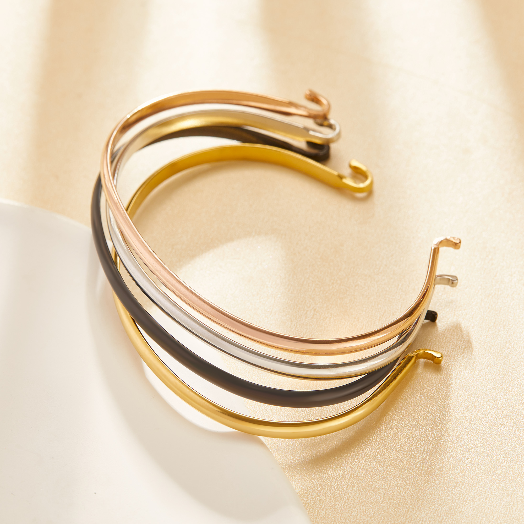 3.7MM Thick Stainless Steel Wire Bangle Bracelet,Rose Gold,Black,Silver,Minimalist Bracelet,DIY Bracelet Supplies 1900351