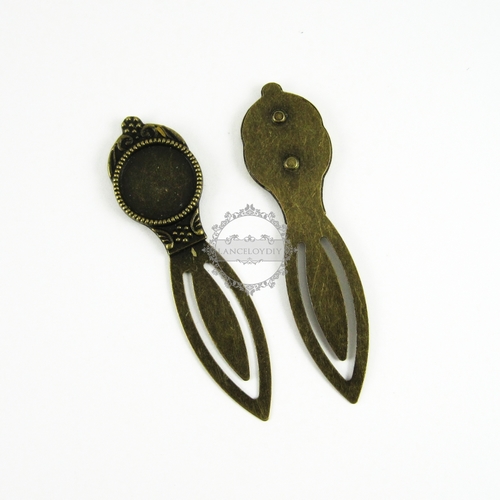 2pcs 18mm setting round bezels tray base vintage brass bronze bookmark 1993004 - Click Image to Close