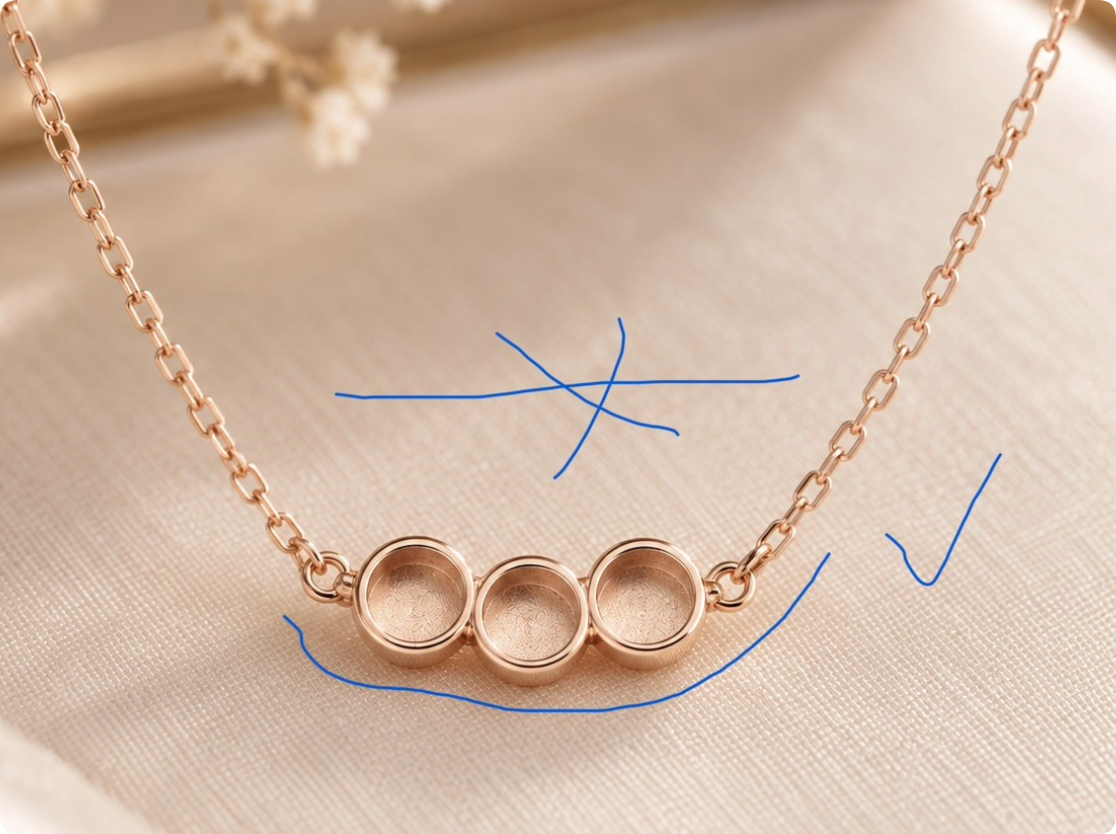Customized 4mm round bezel 42CM rose gold plated 925 silver necklace lydie 20260917