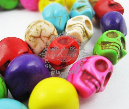 1 string 8MM mixed color skull stone beads,skull loose beads,skull beads strand 3000001-1 - Click Image to Close