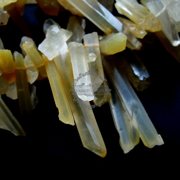 16inch,about 70pcs,20-30mm string yellow quartz raw stone stick loose beads for DIY earrings pendant charm supplies 3000020 - Click Image to Close