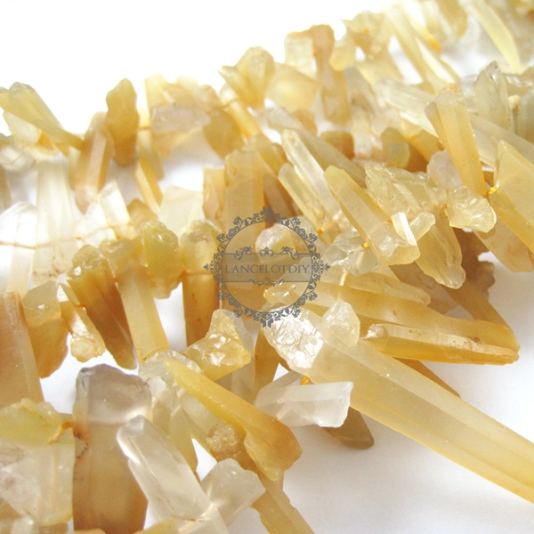 16inch,about 70pcs,20-30mm string yellow quartz raw stone stick loose beads for DIY earrings pendant charm supplies 3000020 - Click Image to Close