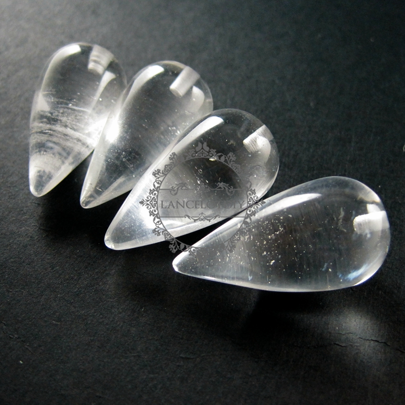 4pcs 15x30mm water drop shape crystal quartz half drilled loose beads for DIY pendant charm supplies 3000031 - Click Image to Close