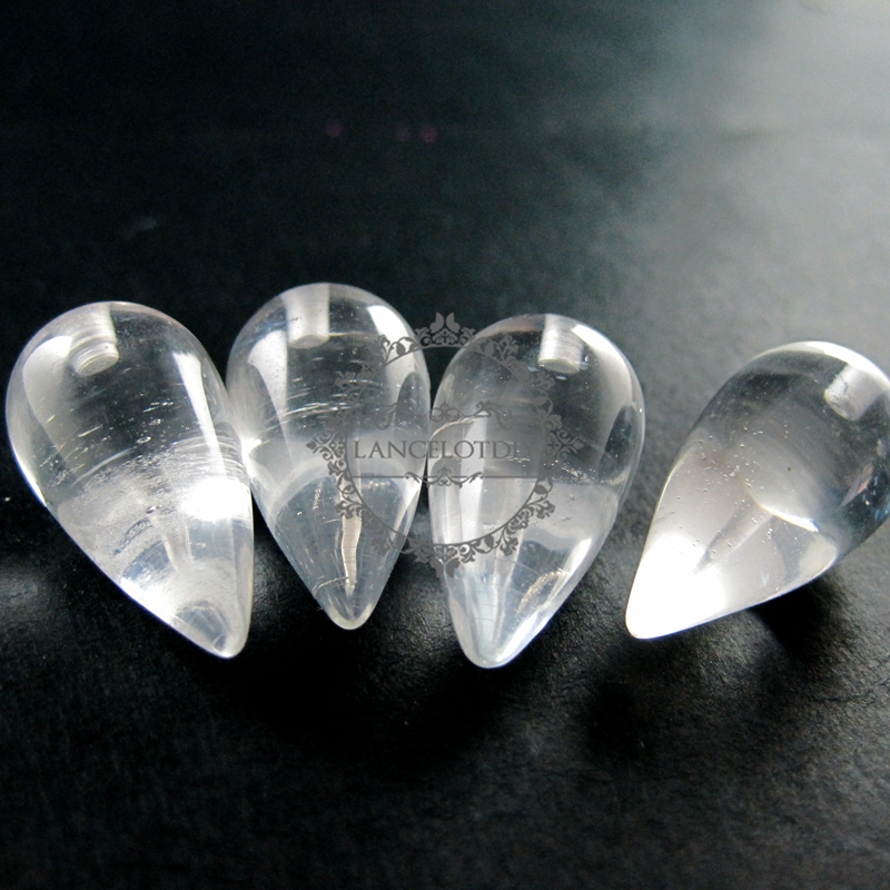 4pcs 15x30mm water drop shape crystal quartz half drilled loose beads for DIY pendant charm supplies 3000031 - Click Image to Close