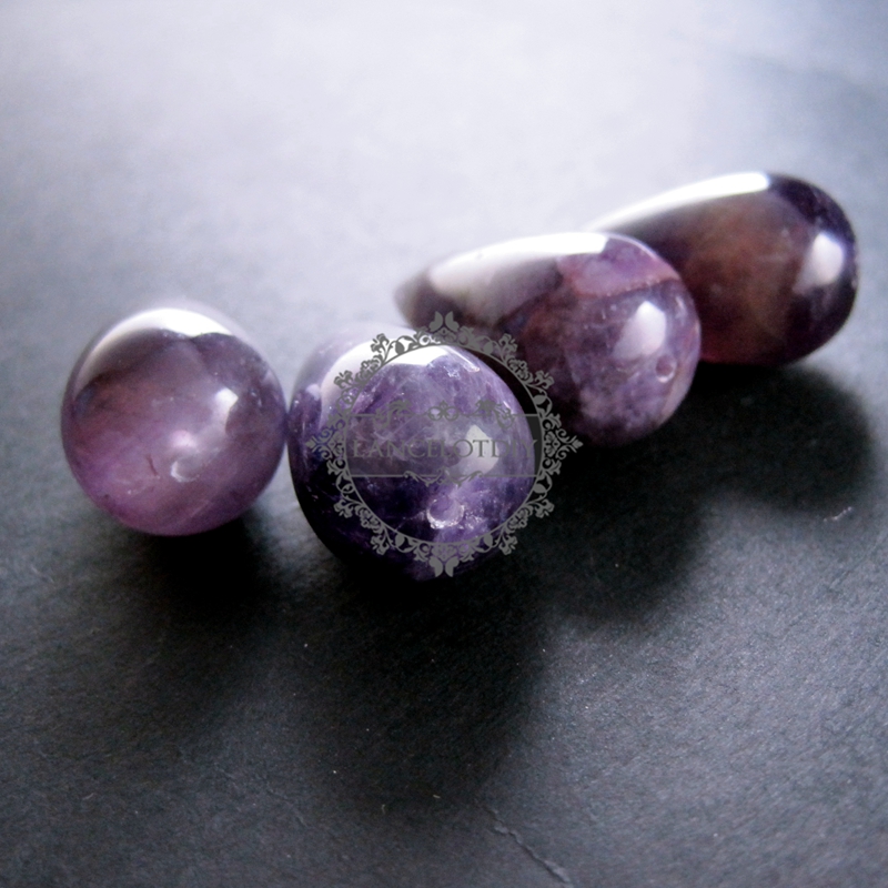 4pcs 15x30mm water drop shape purple amethyst half drilled loose beads for DIY pendant charm supplies 3000032 - Click Image to Close