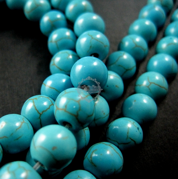 1 string 15inch 8MM round dyed blue TURQUOISE stone loose beads DIY jewelry findings 3010030 - Click Image to Close