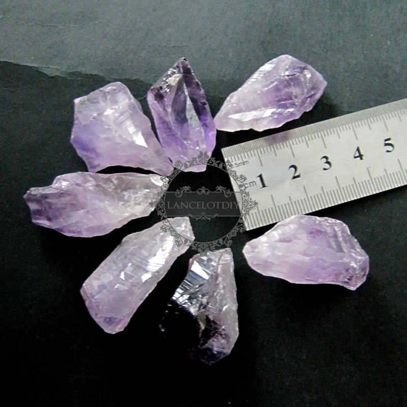 6pcs 30-40mm random shape and size natural raw rough amethyst pendant charm loose beads supplies 3030013 - Click Image to Close