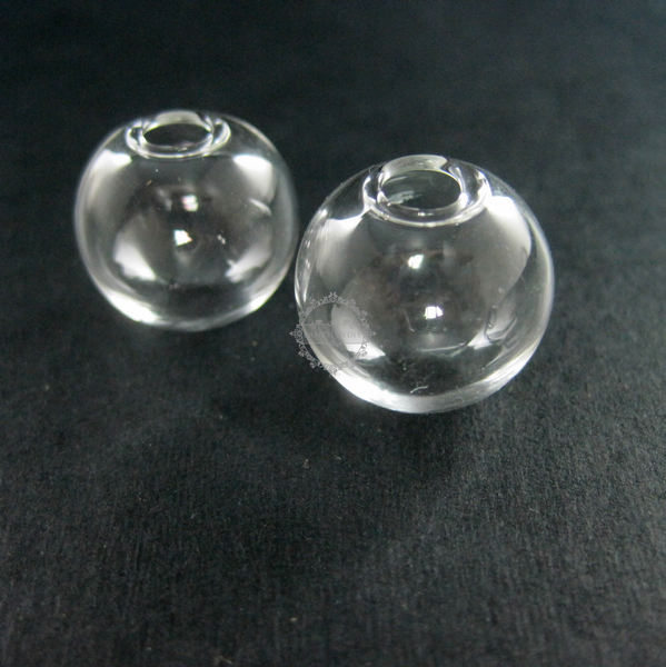 5pcs 20mm diameter 4mm open mouth transparent glass round bottle DIY settings supplies findings 3070058 - Click Image to Close