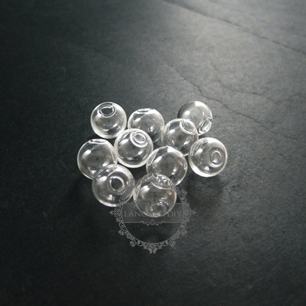 6pcs 12mm round glass beads bottles with 2mm open mouth transparent DIY glass pendant charm findings supplies 3070076 - Click Image to Close