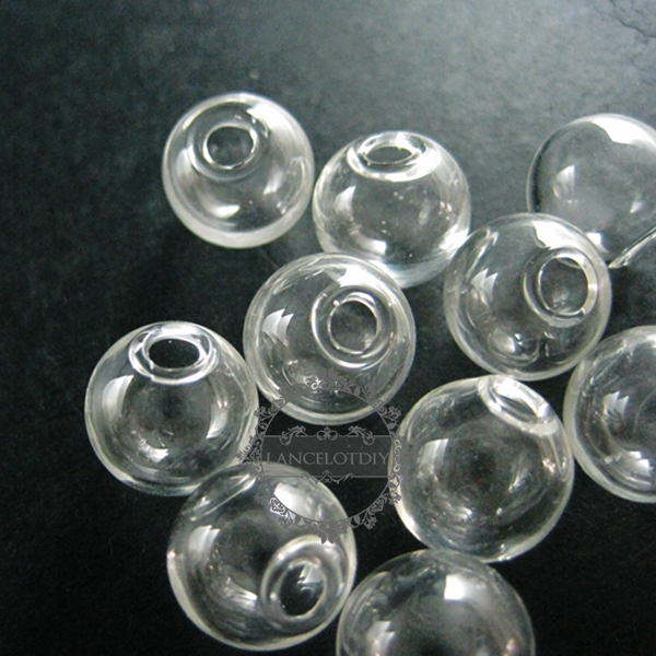 6pcs 12mm round glass beads bottles with 2mm open mouth transparent DIY glass pendant charm findings supplies 3070076 - Click Image to Close