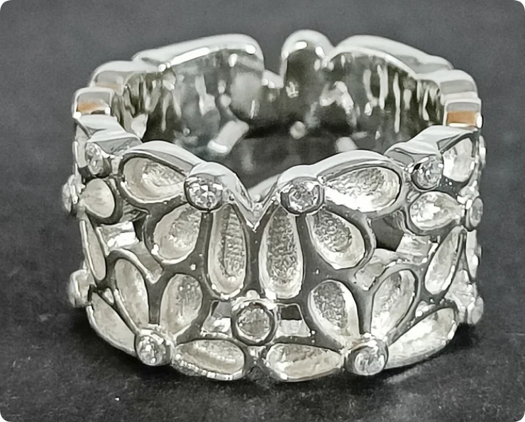 9mm wide white cz stone size 9 white gold plated 925 silver Mason