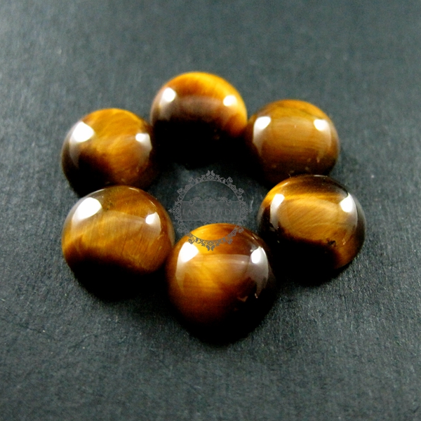 6pcs 10mm tiger eye round cabochon jewelry ring earrings findings supplies 4110078 - Click Image to Close