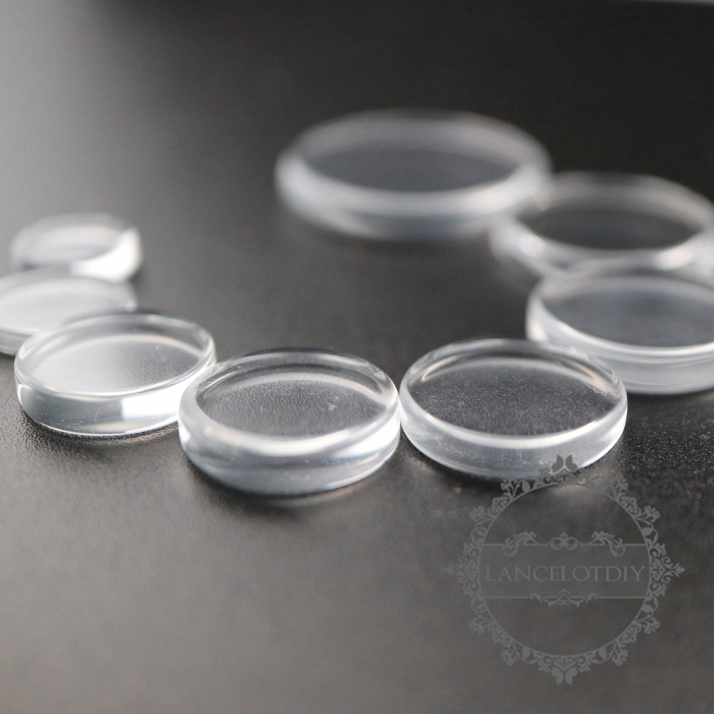 50pcs 18mm round flat transparent glass cabochon DIY supplies 4110152- - Click Image to Close