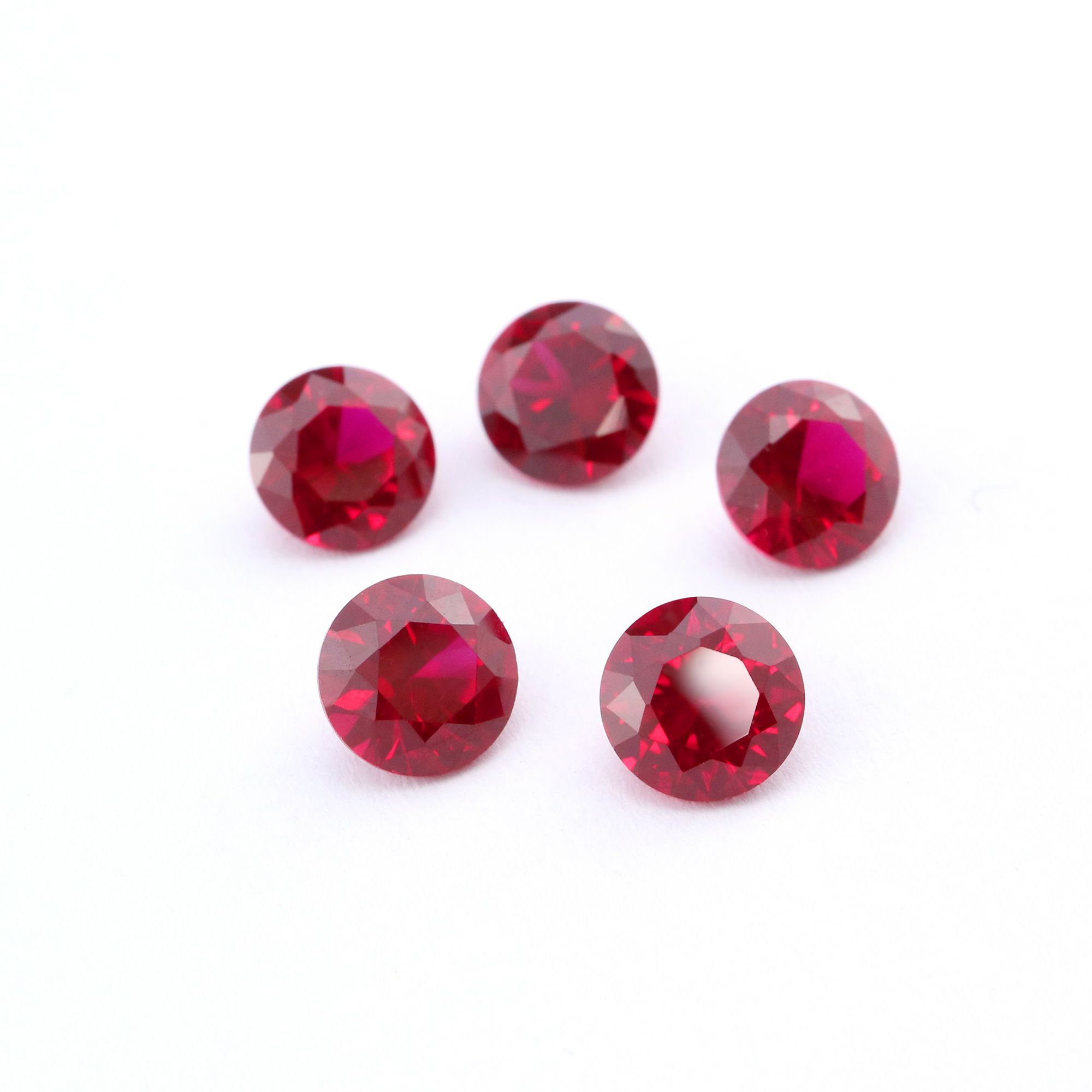 5Pcs Lab Created Round Ruby July Birthstone Red Faceted Loose Gemstone DIY Jewelry Supplies 4110166 - Click Image to Close